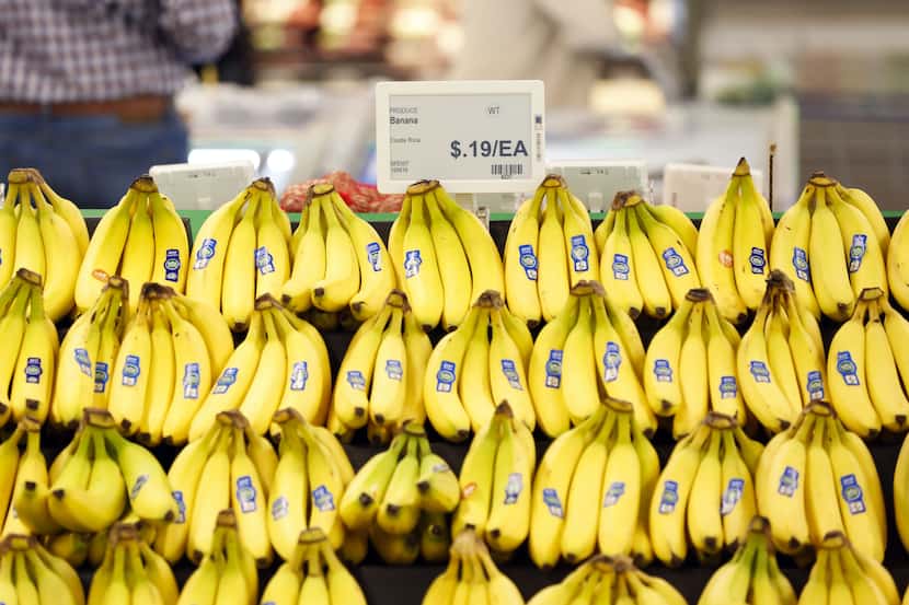 The price for bananas is displayed on an electronic price sign on the opening day of the 365...