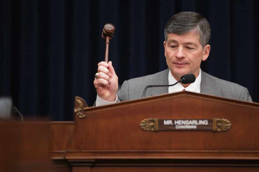  House Financial Services Committee Chairman Jeb Hensarling (R-Dakkas) lowers the gavel on a...