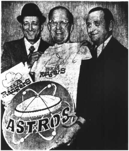 The Astros and Rangers held a love-in in 1972 evidenced by smiles above of Astros managers...
