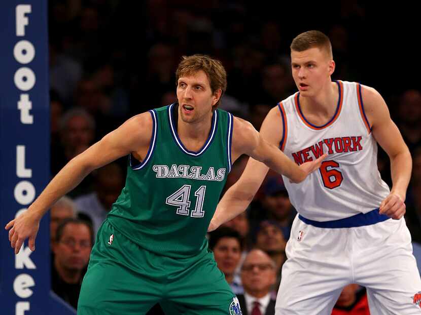NEW YORK, NY - DECEMBER 07:  Dirk Nowitzki #41 of the Dallas Mavericks and Kristaps...