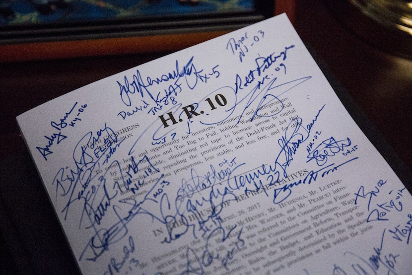 A marked up copy of the Financial CHOICE Act is pictured in Rep. Jeb Hensarling's (R-TX 5th...