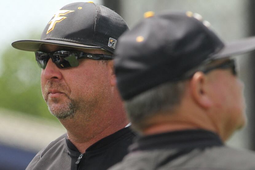 Forney head coach Jason Farrow looks on during the sixth inning of play against Prosper. The...