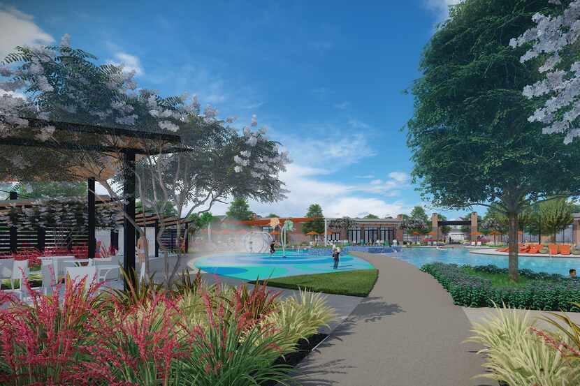 This is an artist’s rendering of the resort-style pool and splash pad that will highlight...