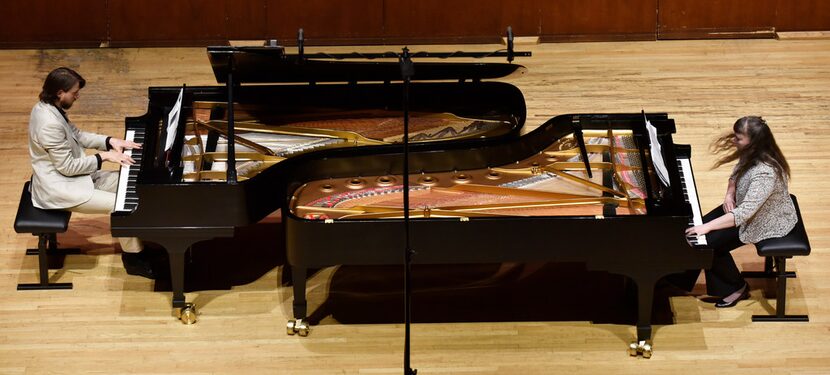 Pianists Thomas Schwan (left) and Liudmila Georgievskaya perform Fantasy on Porgy and Bess...