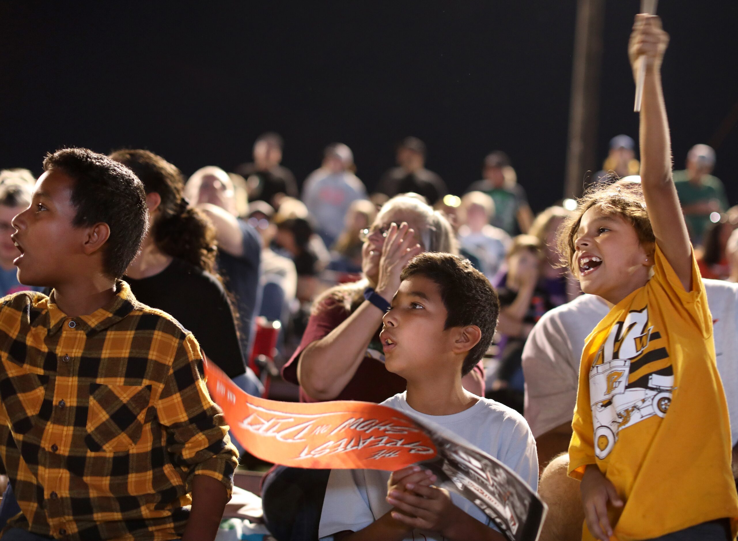 11-year-old Baylor Schafer, left, 10-year-old James Schafer, and 9-year-old NataLee Schafer...