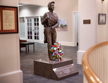 A bronze statue honoring Women Airforce Service Pilots WWII at the university in Denton on...