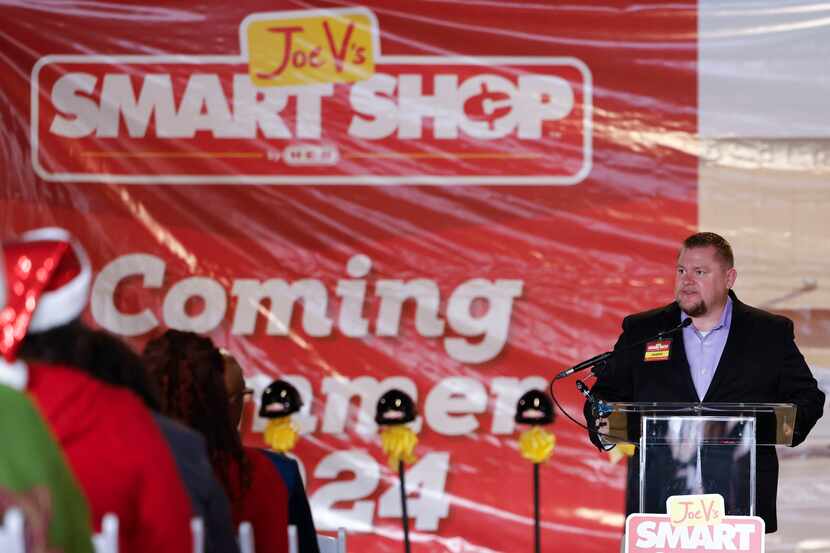 Justin Tippett, chief operating officer of Joe V’s Smart Shop, speaks during a...