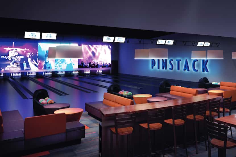 Pinstack, a 50,000-square-foot bowling alley that includes 28 lanes, a ropes course, a...