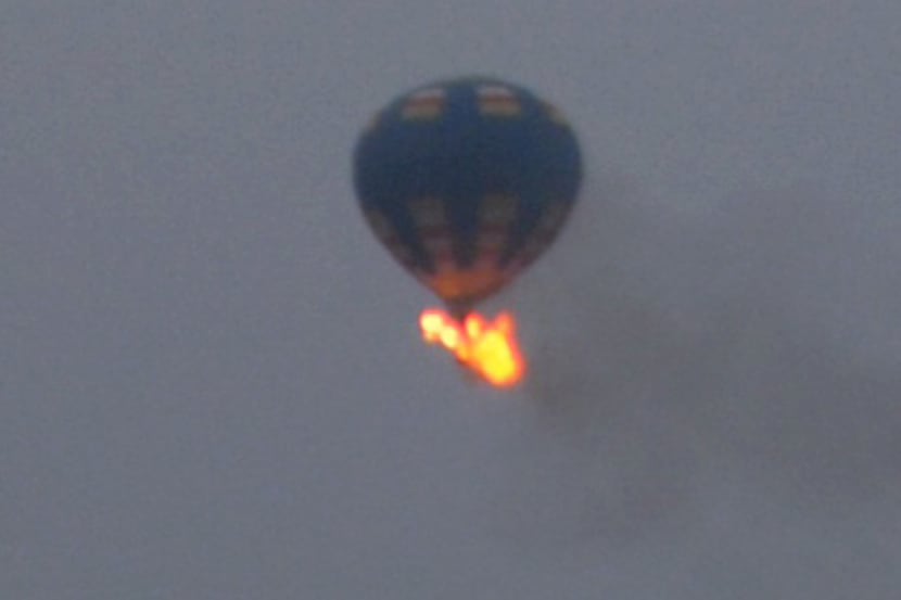 This photo provided by Nancy Johnson shows what authorities say is a hot-air balloon that...