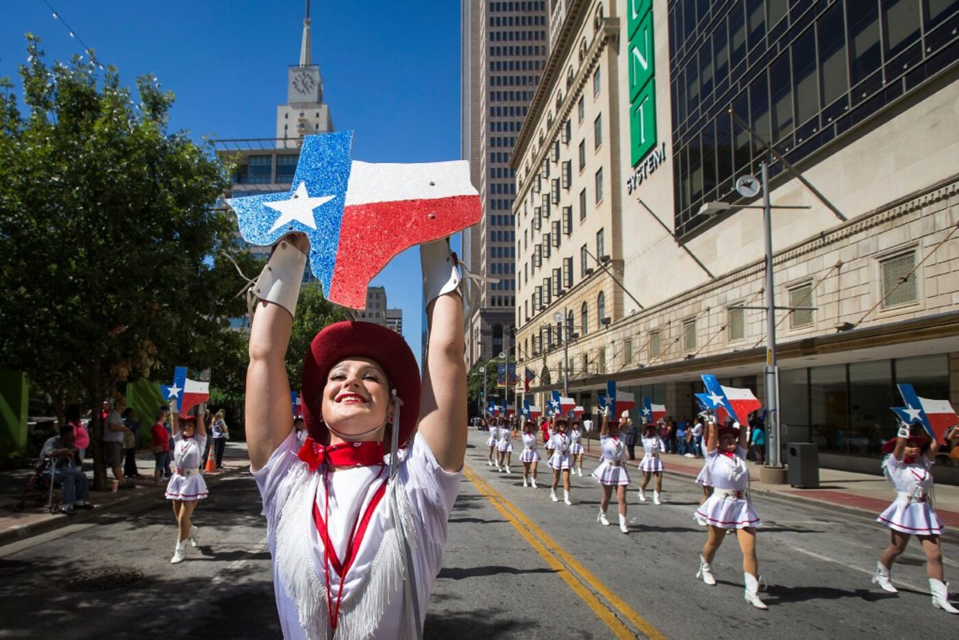 The Trinity Valley Community College Cardettes marched down Main Street during the annual...