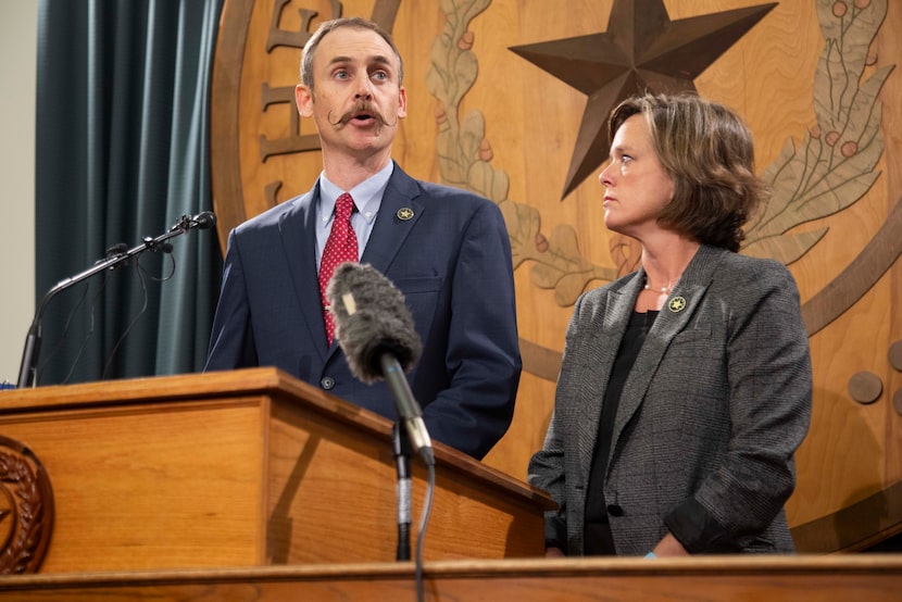 (From left) Reps. Andrew Murr, R-Junction, and Ann Johnson, D-Houston, chair and vice chair...