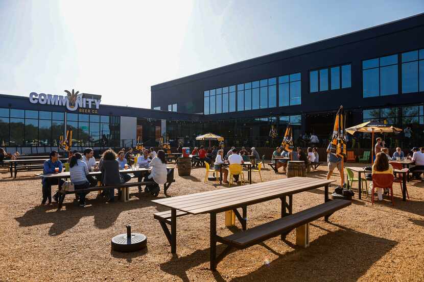The patio at the Community Beer Co. in Dallas on Friday, April 1, 2021.