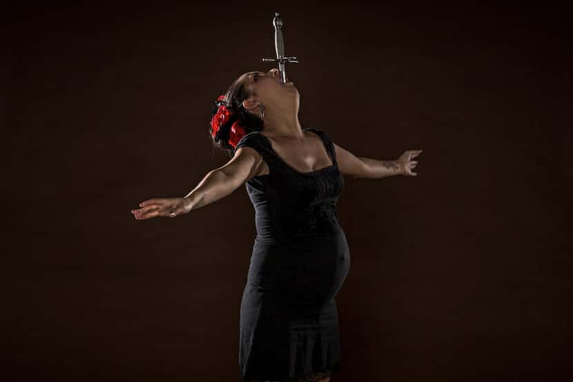 Veronica “Jai Le Bait” Hernandez has been sword swallowing for two and a half years. Here...