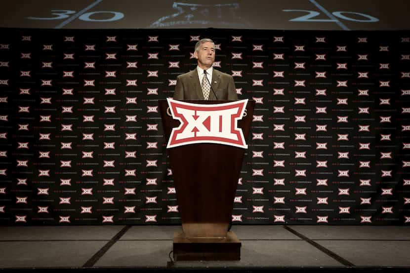 Big 12 commissioner Bob Bowlsby speaks at the opening of the NCAA college Big 12 Conference...