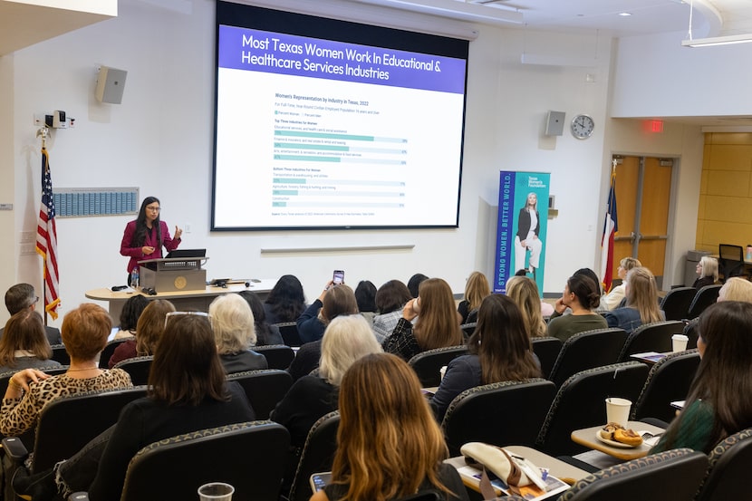 Every Texan Director of Research and Data Coda Rayo-Garza speaks during the 2024 Economic...