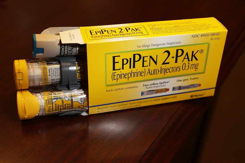 The price of EpiPen, which dispenses epinephrine through an injection mechanism for people...