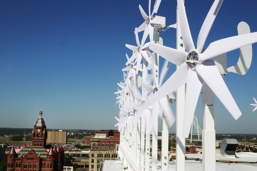 El Centro College in downtown Dallas has installed 80 wind turbines on its roof.