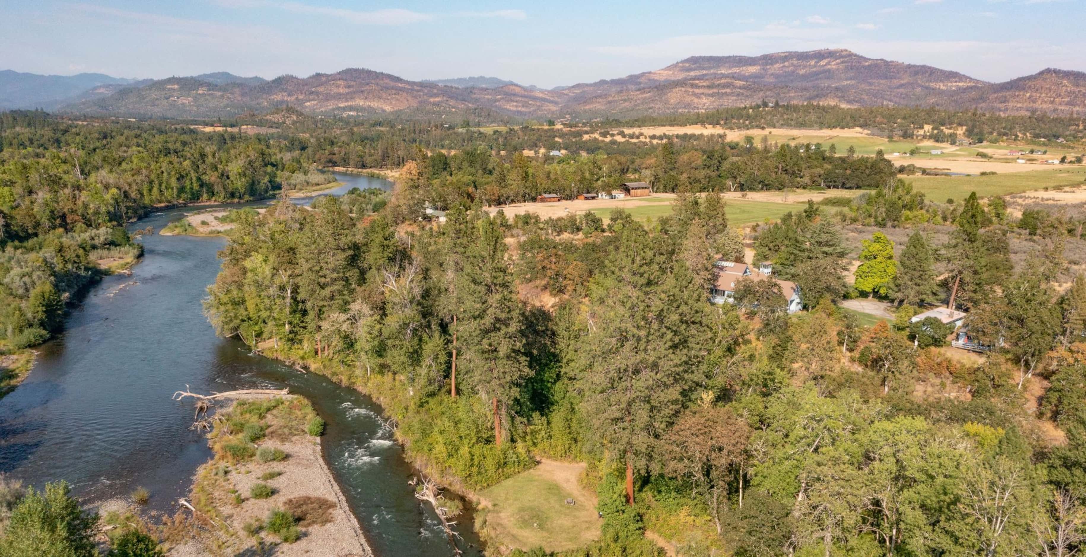 Patrick Duffy's ranch includes two miles of river frontage with steelhead trout and salmon,...