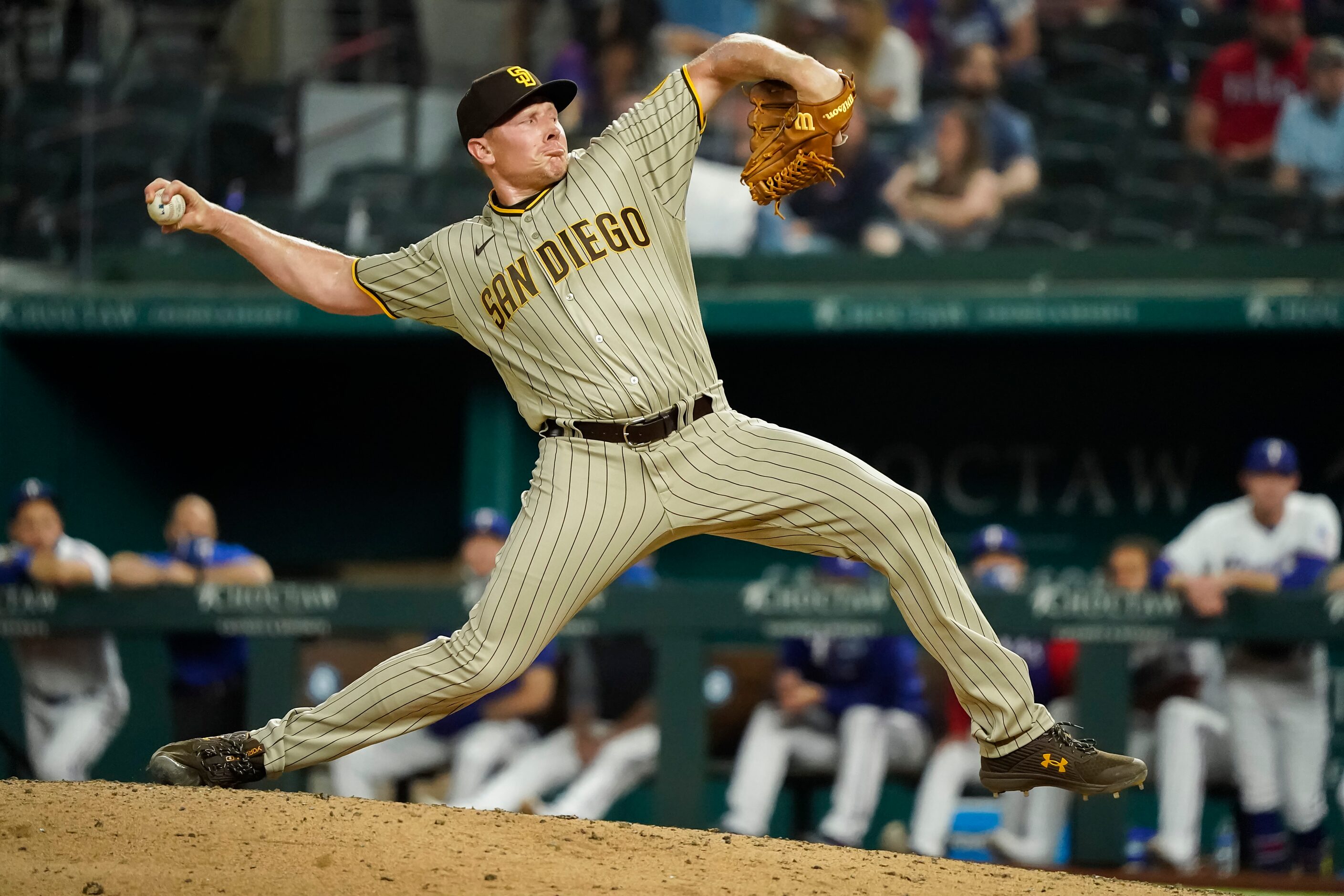 San Diego Padres relief pitcher Mark Melancon delivers during the ninth inning against the...