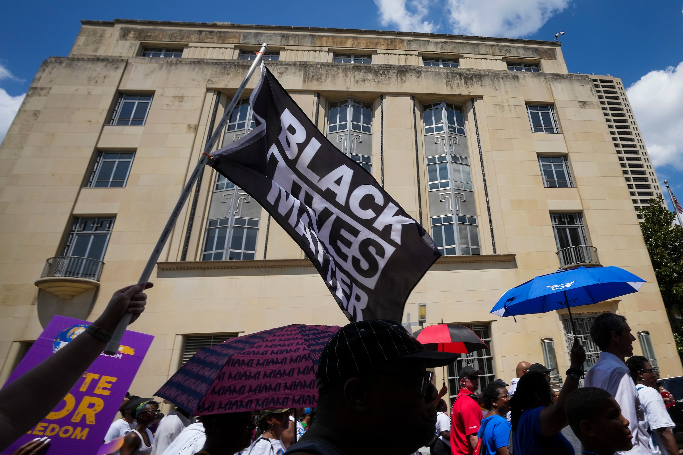 Democratic candidate for governor Beto O’Rourke (bottom right) joins hundreds participating...