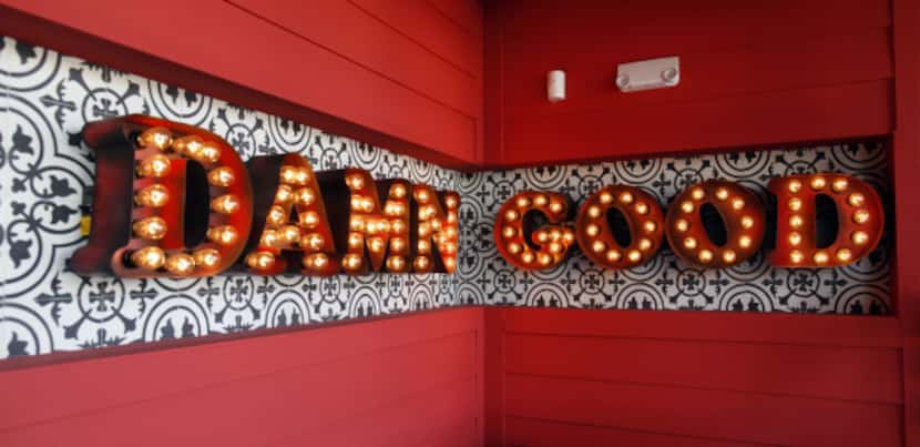 Damn Good sign at the entrance at Torchy's Tacos in Dallas on Sept. 5, 2012.