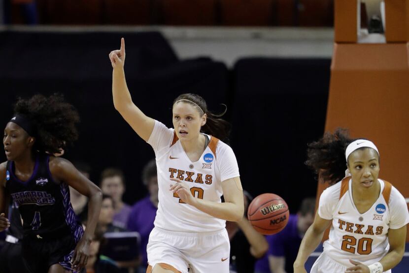 Texas center Kelsey Lang (40). 