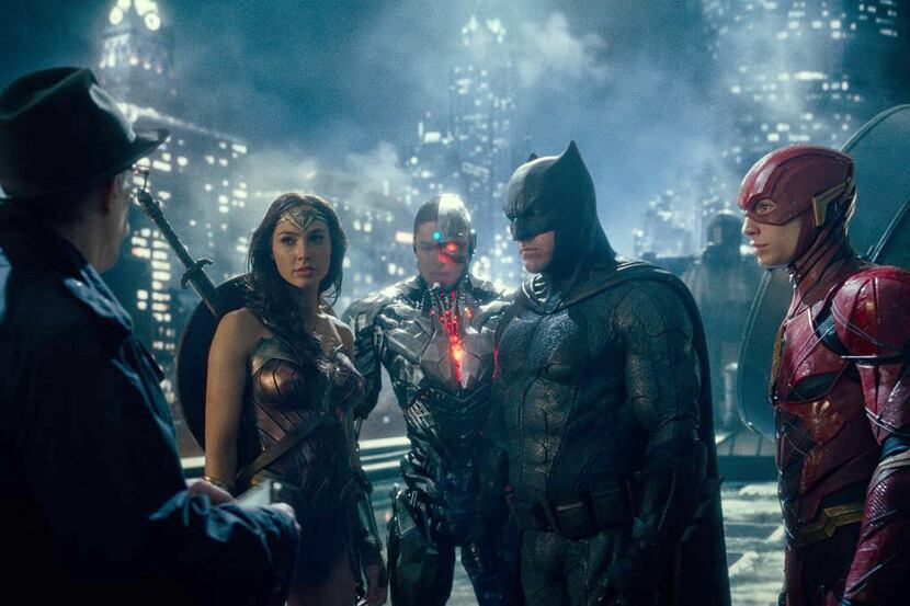 Wonder Woman (Gal Gadot), Cyborg (Ray Fisher), Batman (Ben Affleck) and the Flash (Ezra...