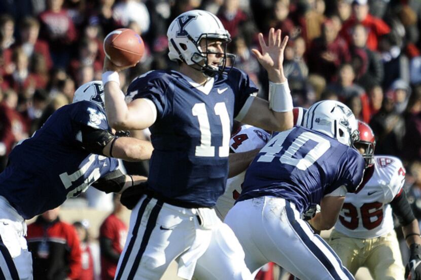 Yale's Patrick Witt of Wylie gets set to pass against Harvard. Witt threw for an early TD,...