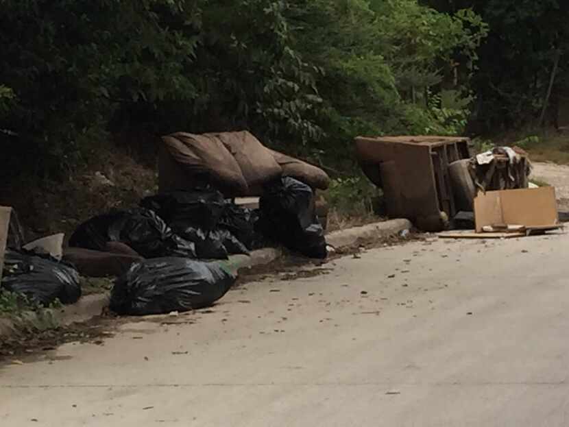 Illegal dumping in the 10th street Historic District at the corner of 10th and Cliff streets.