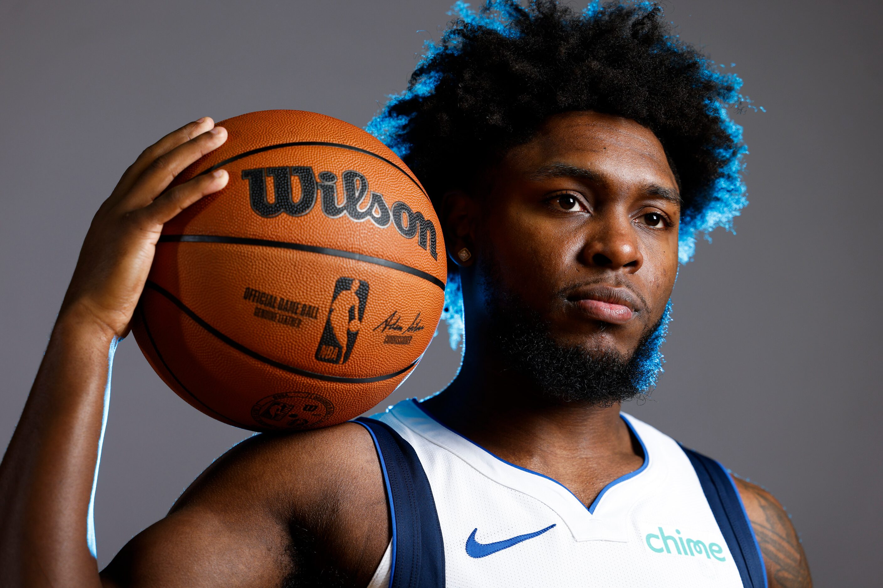 Dallas Mavericks’ Jordan Walker poses for a photo during the media day on Friday, Sept. 29,...