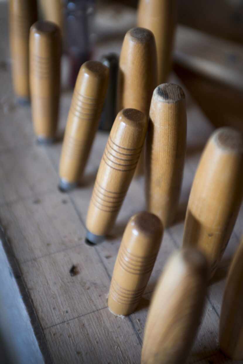 A few of George Cephus' carving tools in the shop behind his house on February 6, 2013.