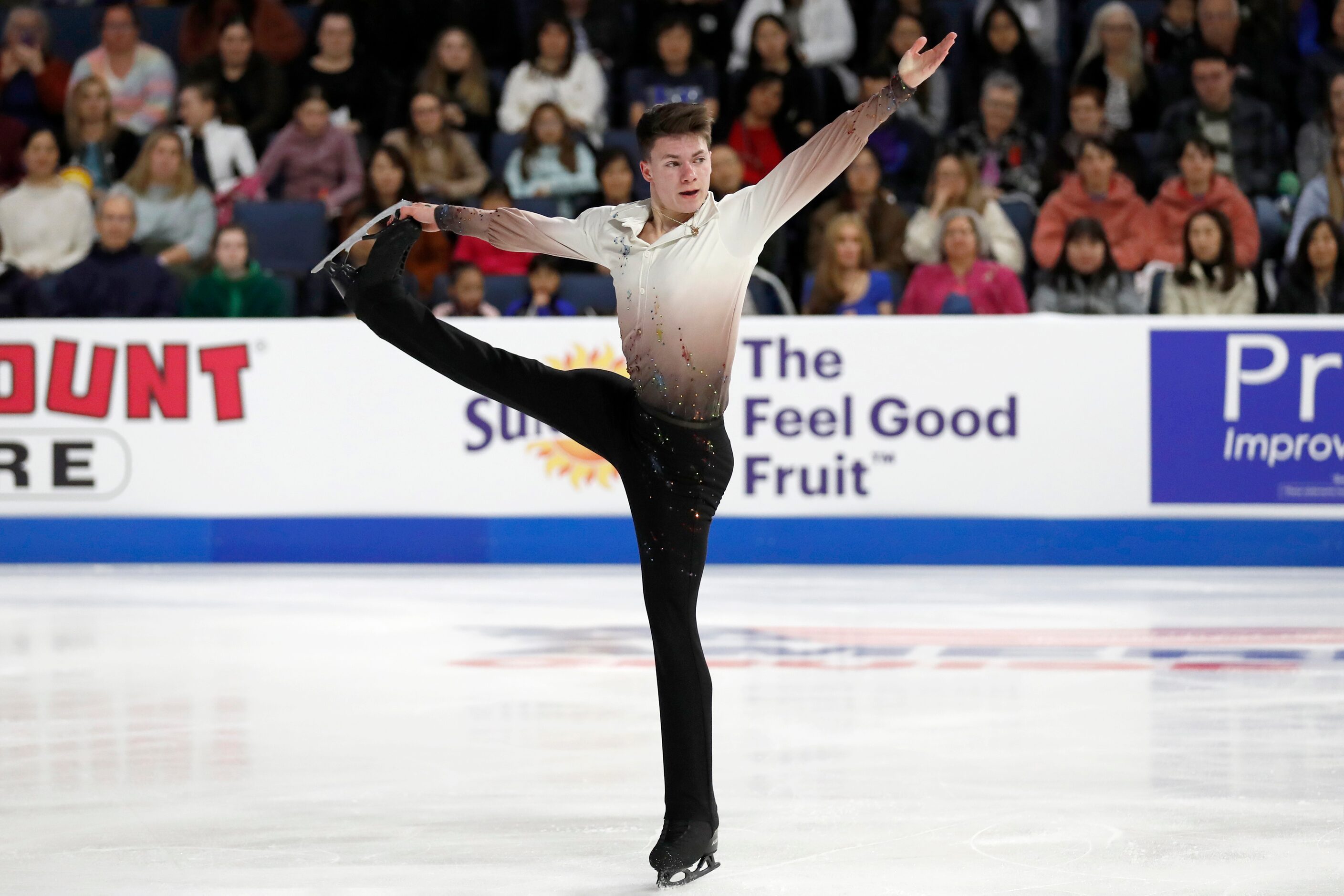 Maxim Naumov, of the United States, competes in the men's free skate program during the...