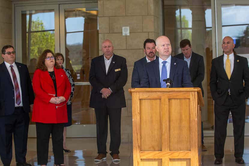 Collin County Judge Chris Hill announces a stay at home order for  Collin County amid the...