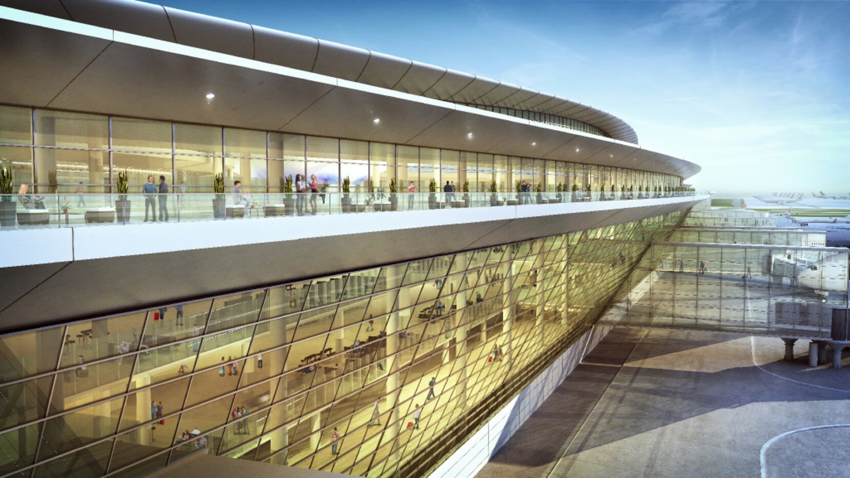 Design rendering for new satellite concourse being built at Shanghai's Pudong International...
