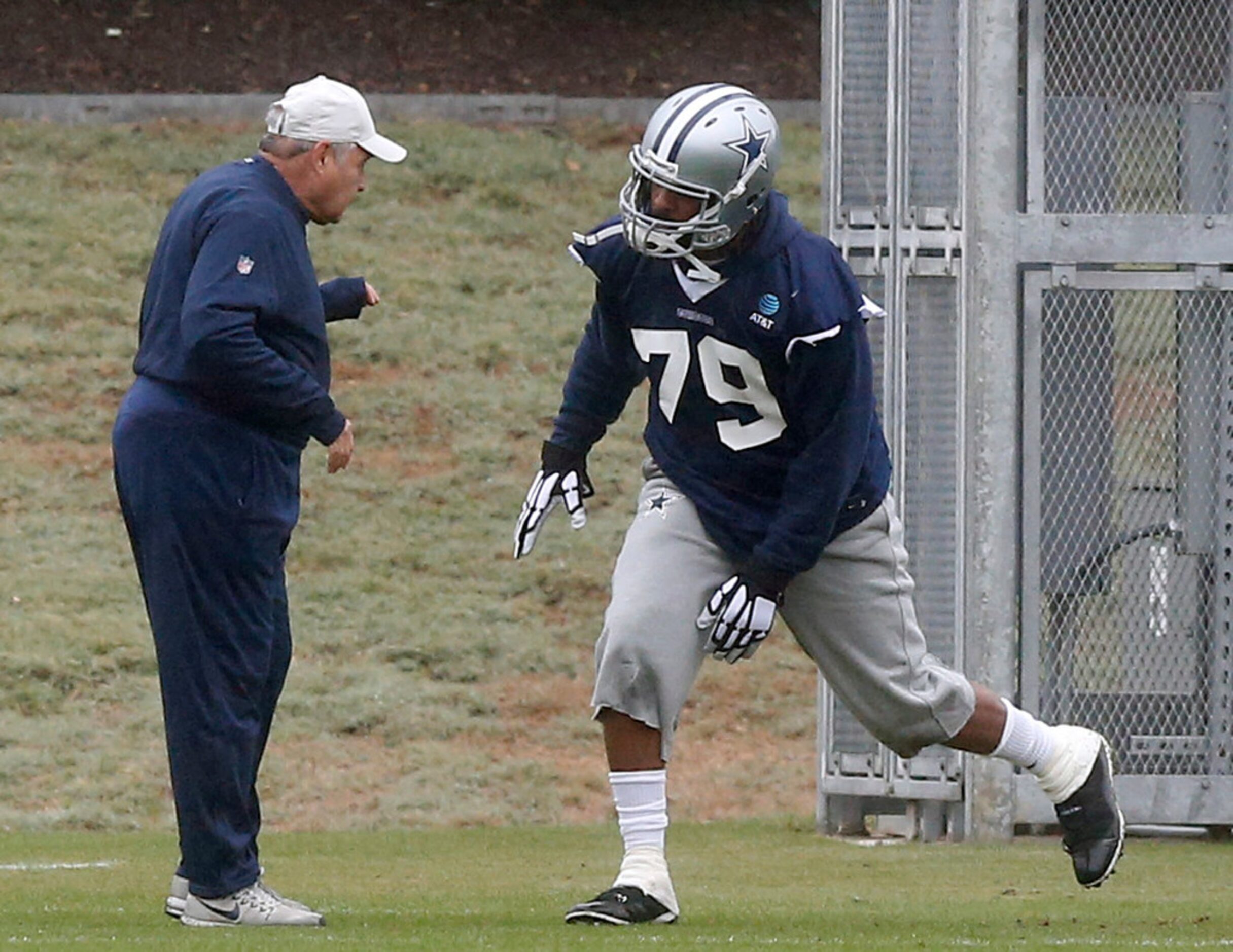 New Dallas Cowboys defensive end Michael Bennett Jr. (79) runs through a drill during...