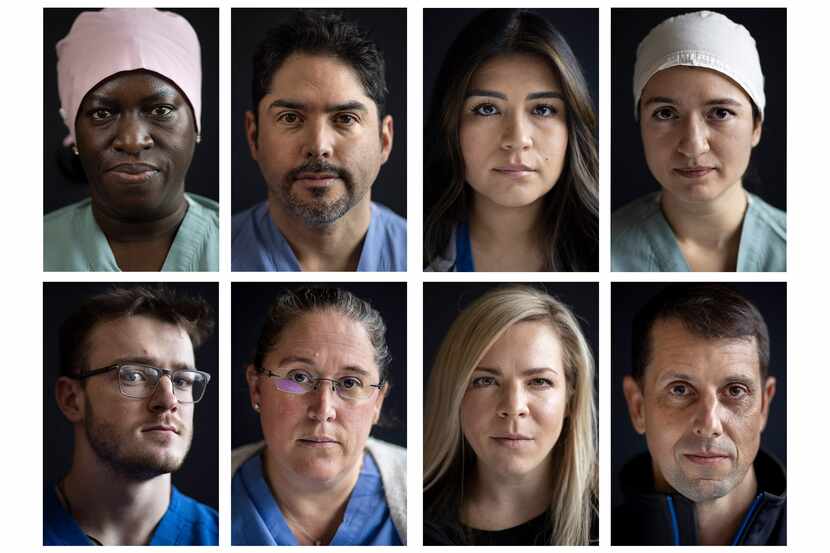 In this composite image are some of the team members in Parkland Memorial Hospital's...