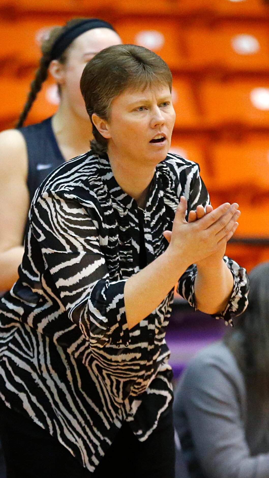 Flower Mound head coach Sherika Nelson applauds her teams effort against El Paso El Dorado...