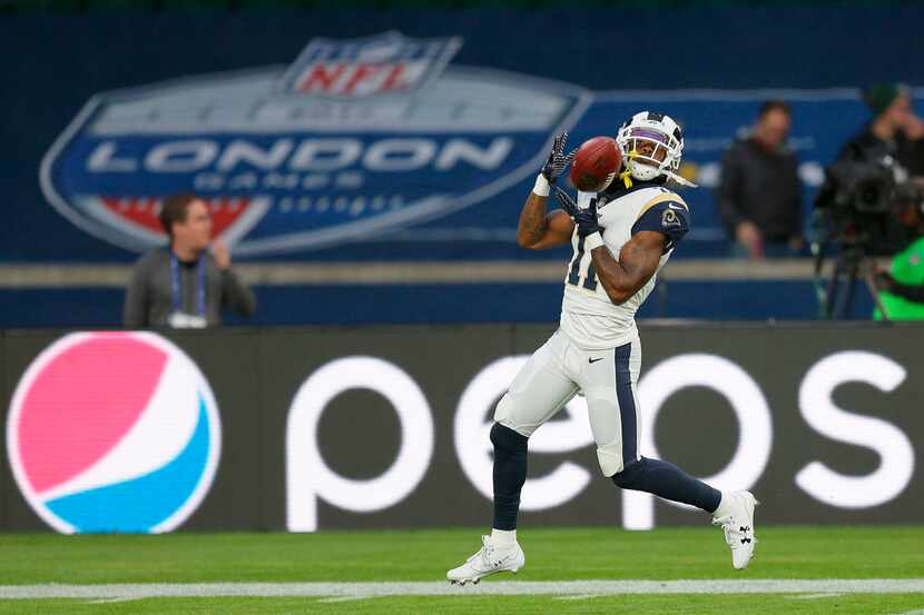 FILE - In this Oct. 22, 2017, file photo, Los Angeles Rams wide receiver Tavon Austin (11)...