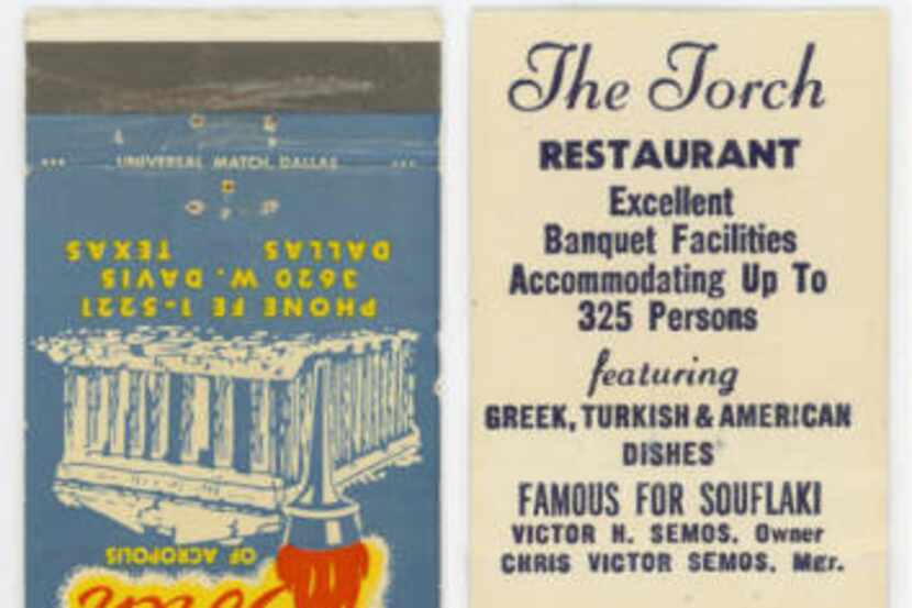 Original Torch of the Acropolis matchbook from Cook Collection, DeGolyer Library, SMU