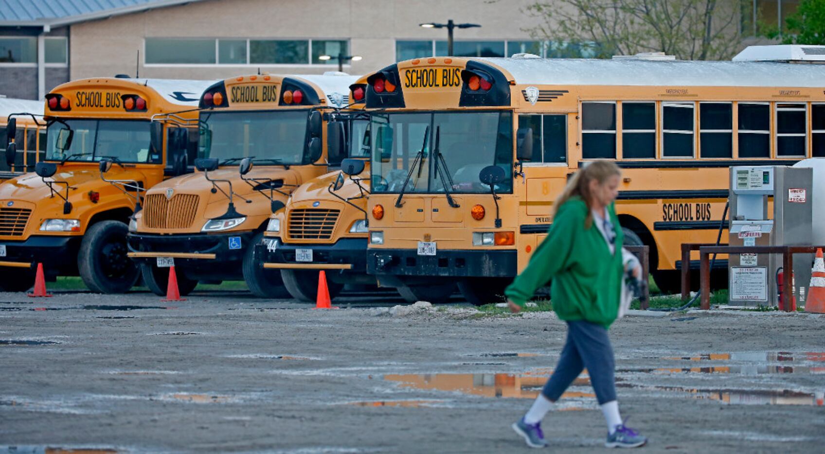 Hail from Sunday night's storms damaged many of the buses used by Little Elm ISD. (Jae S....