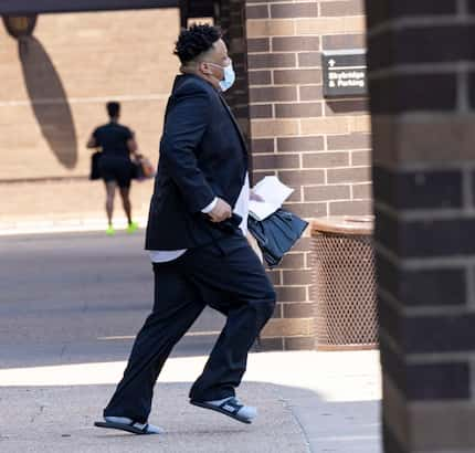 Jonathan Pitts leaves after visiting the pre-trial services office on Monday, Aug. 16, 2021,...