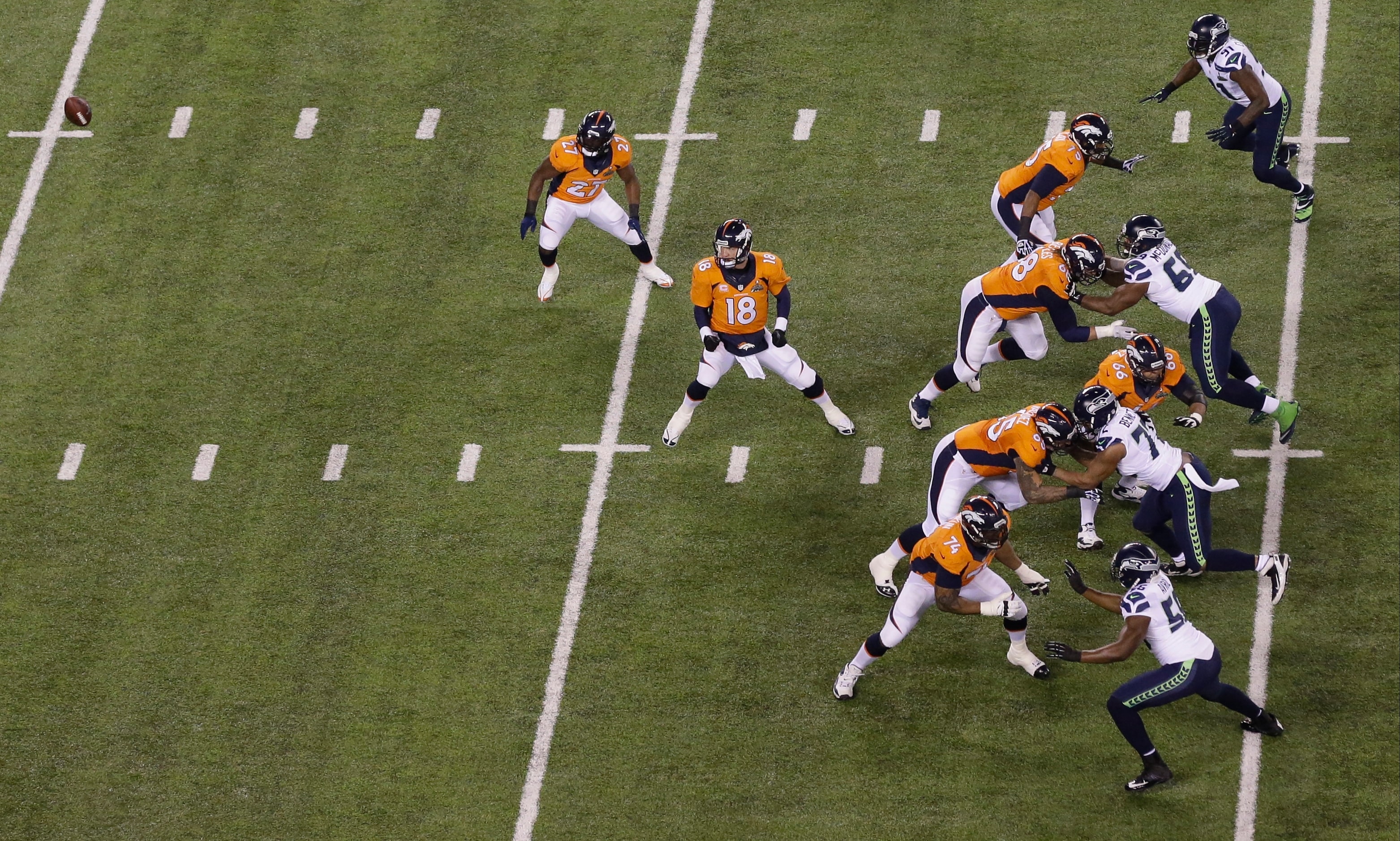 37. Peyton Manning botched snap:

The Denver Broncos brought the highest-scoring offense in...