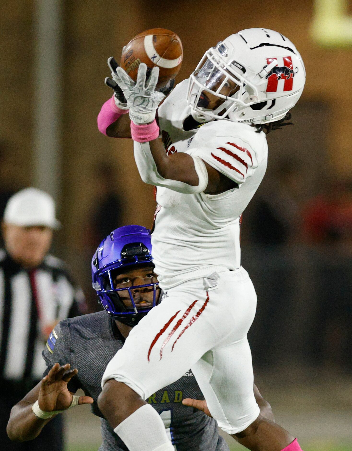 Hillcrest wide receiver Jaden Hodge (6) fails to complete a catch over Conrad defensive...