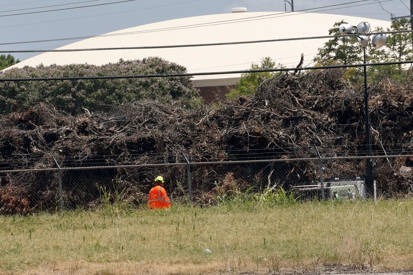 A worker works behind the Medisend College of Biomedical Engineering Technology, Wednesday,...