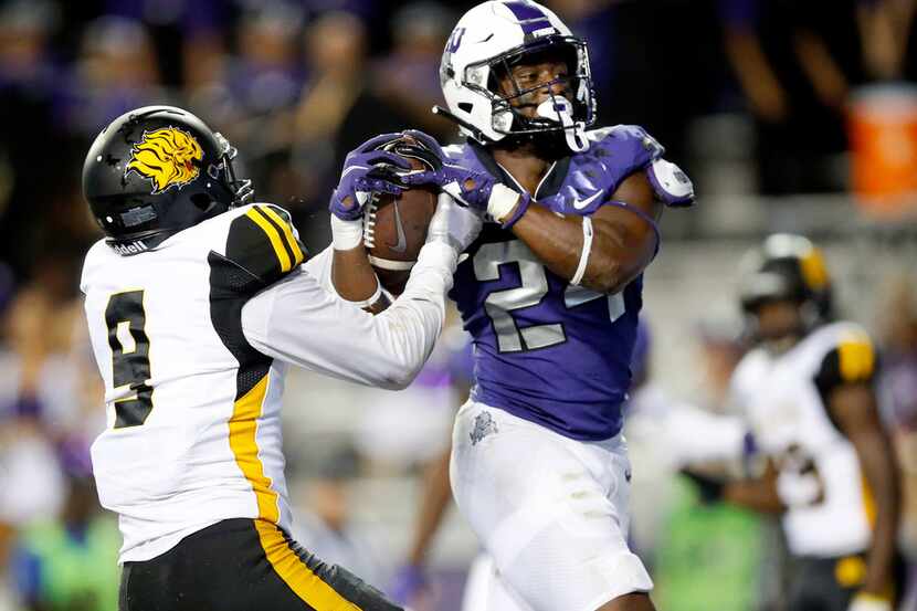 TCU running back Darwin Barlow finished fourth on the team in rushing yards in 2019 despite...