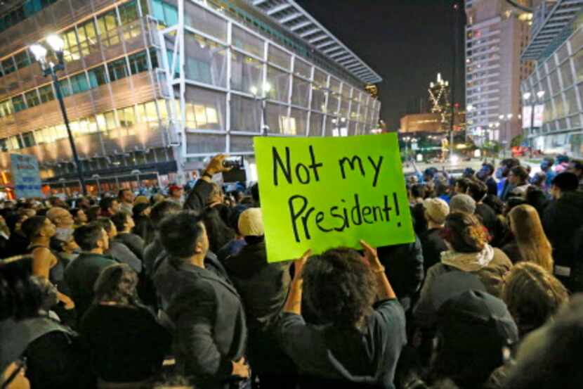 Manifestantes en Dallas poco después de la elección de Trump. El viernes volverán a...