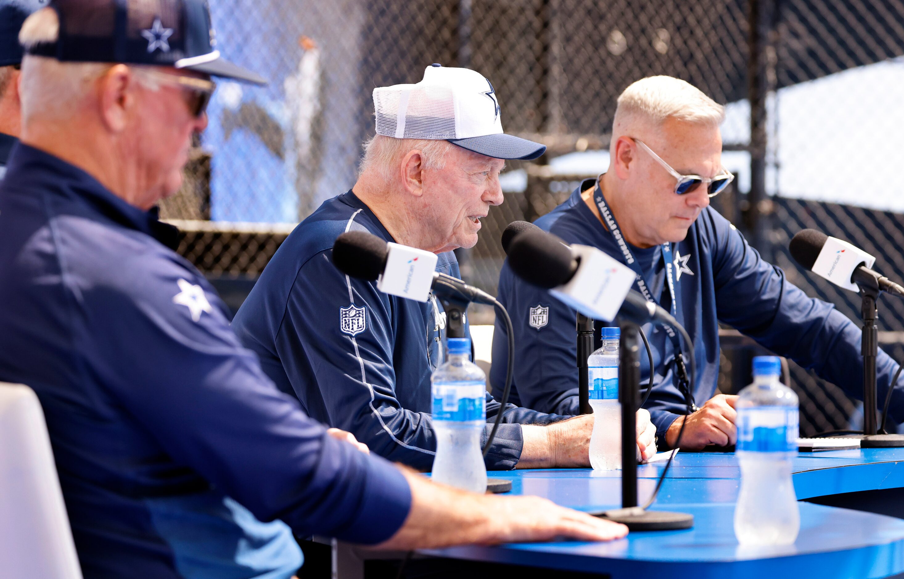 Dallas Cowboys owner Jerry Jones speaks to the media during his opening press conference at...