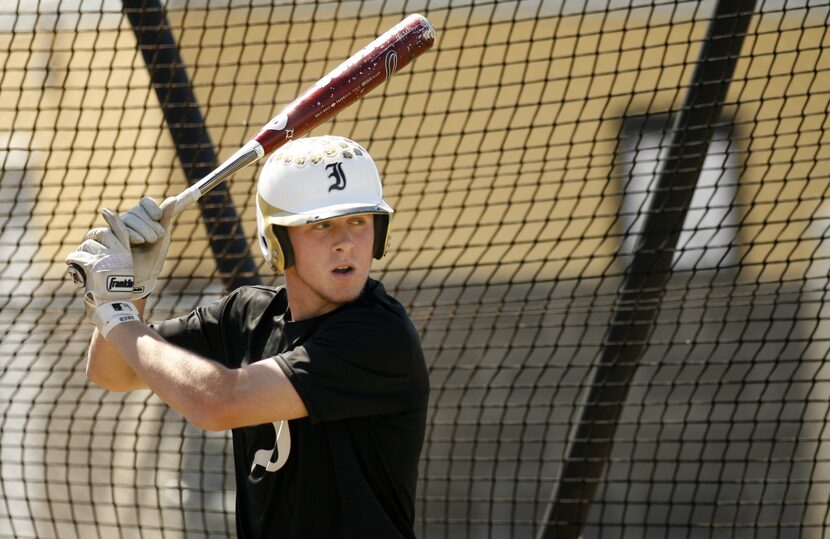 Irving shortstop Trevor Story during batting practice at the school's baseball field...