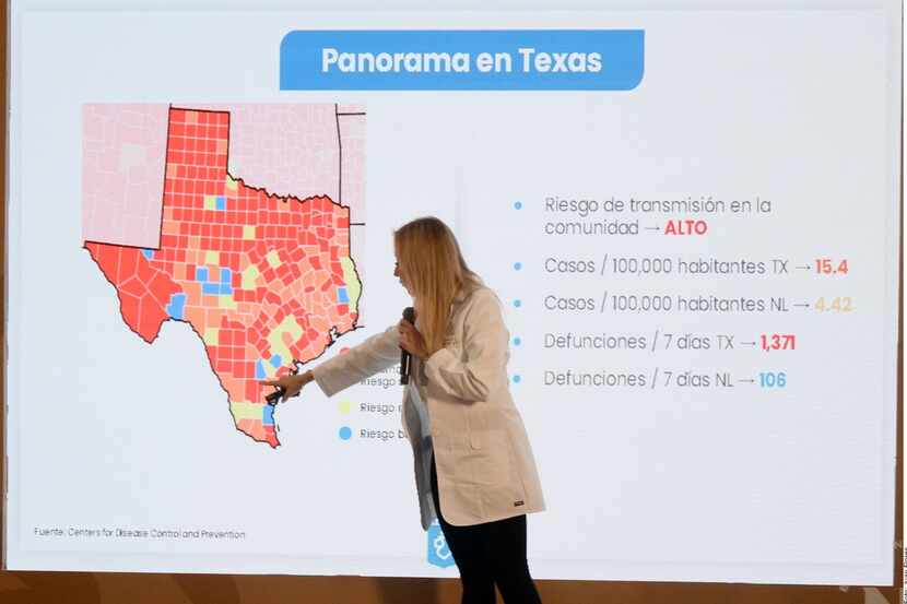Alma Rosa Marroquín, secretaria de Salud de Nuevo León, detalló que en Texas el riesgo de...