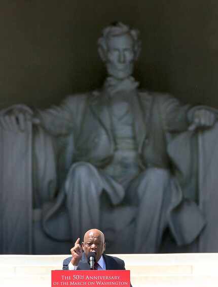 Rep. John Lewis speaks during the 50th anniversary of the March on Washington and Dr. Martin...